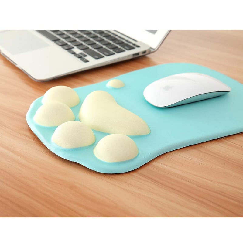 TULGIGS Cute Cat Paw Non Slip Mouse Pad with Wrist Support Soft Silicone Wrist Rests Ergonomic Comfort Computer Mouse Mat Desk Decor 11.55"*7.8"*0.99'' (Green) - Image 2